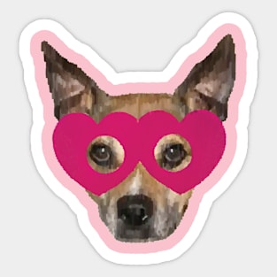 Pink Heart Mask Dog Sticker